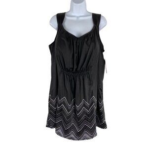 Swimsuits For All Tankini Top Black White Chevron Zig Zag NWT Women's Size 26